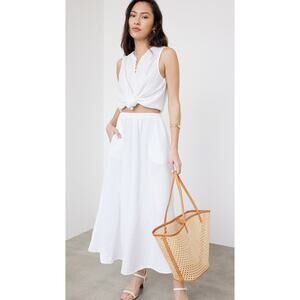 XIRENA Deon Gauze Cotton Midi Skirt - XS White